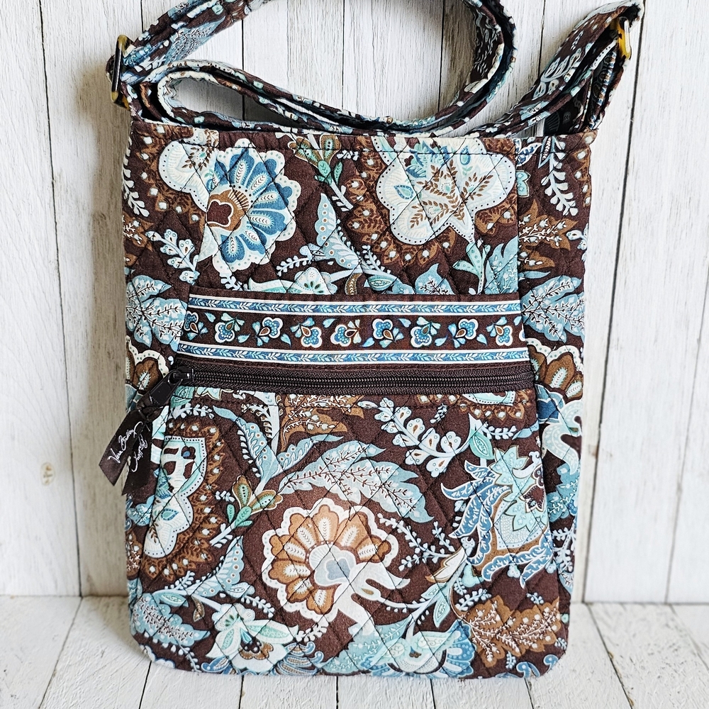 Vera Bradley Brown and Blue Paisley Crossbody Bag